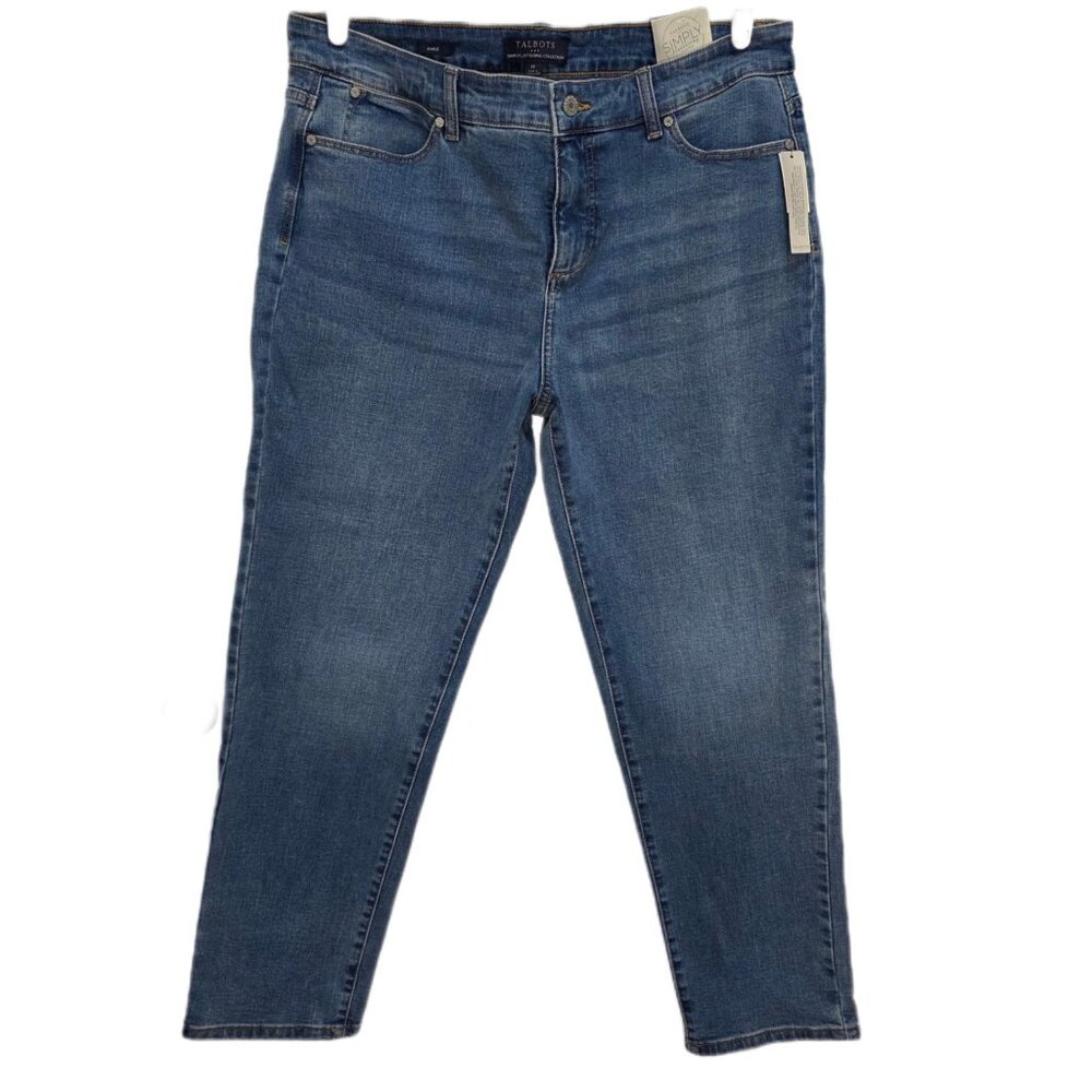 1201 NWT Talbots Simply Flattering Medium Denim Ankle Jeans Sz.14 Womens